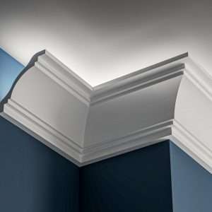 Art Deco plain Lighting cornice 140x160mm - 3.0m with Plain Cove design for LED lighting.