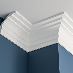 Art Deco plain plaster cornice 120x120mm - 3.0m, in a Plain Cove design