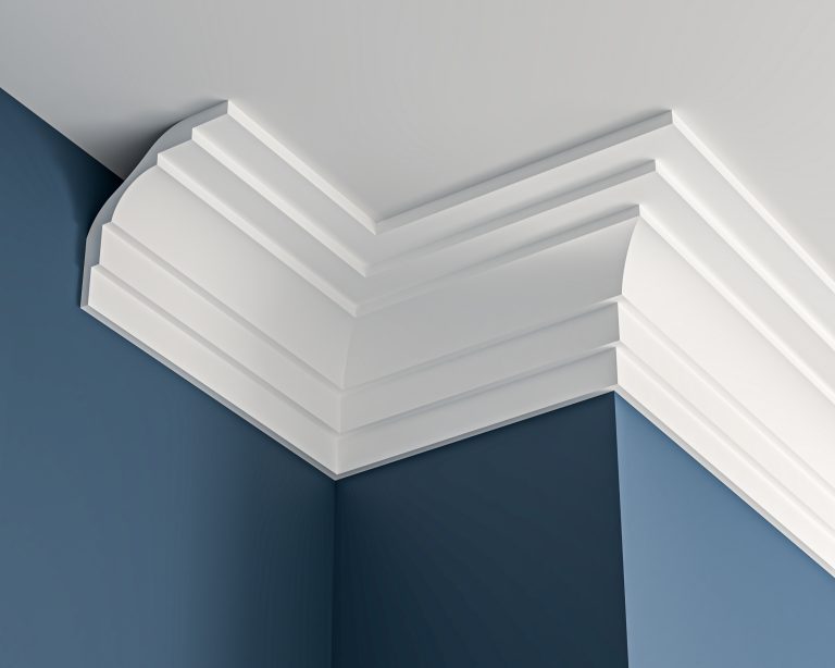 Art Deco plain plaster cornice 120x120mm - 3.0m, in a Plain Cove design