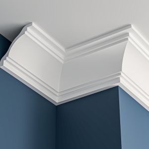Art Deco plain plaster cornice 140x160mm - 3.0m, in a Plain Cove design