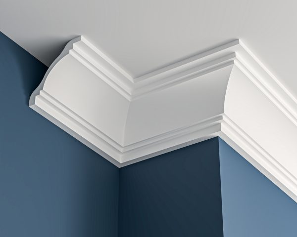 Art Deco plain plaster cornice 140x160mm - 3.0m, in a Plain Cove design