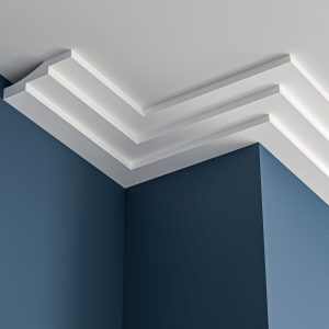 Art Deco plain plaster cornice 160x50mm - 3.0m, in a Plain design