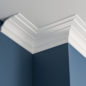 Art Deco plain plaster cornice 170x90mm - 3.0m, in a Plain Cove design