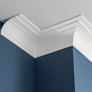 Art Deco plain plaster cornice 200x130mm - 3.0m, in a Plain Cove design