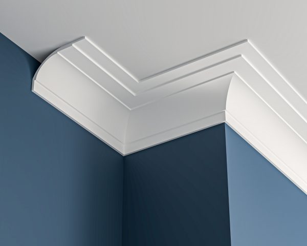 Art Deco plain plaster cornice 200x130mm - 3.0m, in a Plain Cove design