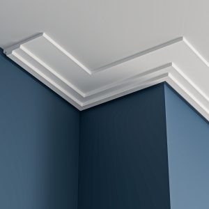 Art Deco plain plaster cornice 30x165mm - 3.0m, in a Plain design