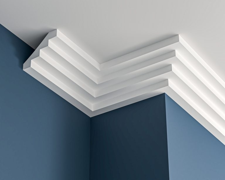 Art Deco stepped plaster cornice 100x85mm - 3.0m, in a Plain design