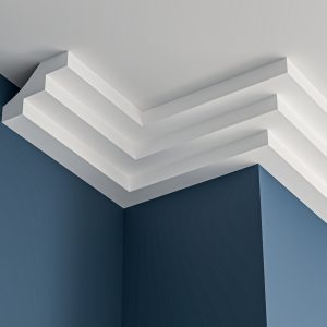 Art Deco stepped plaster cornice 110x75mm - 3.0m, in a Plain design