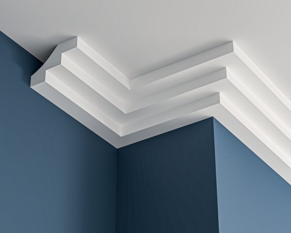 Art Deco stepped plaster cornice 110x75mm - 3.0m, in a Plain design