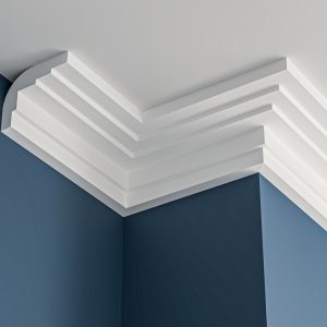 Art Deco stepped plaster cornice 110x90mm - 3.0m, in a Plain design