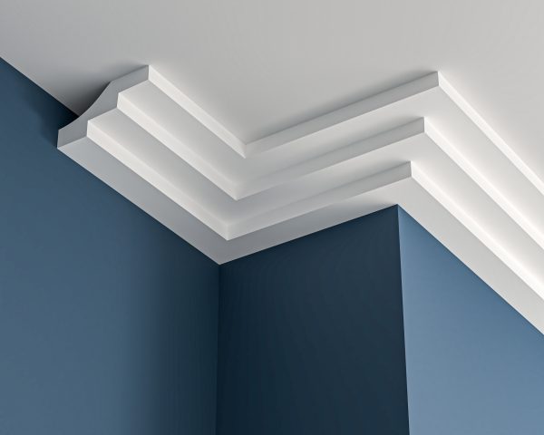 Art Deco stepped plaster cornice 200x65mm - 3.0m, in a Plain design