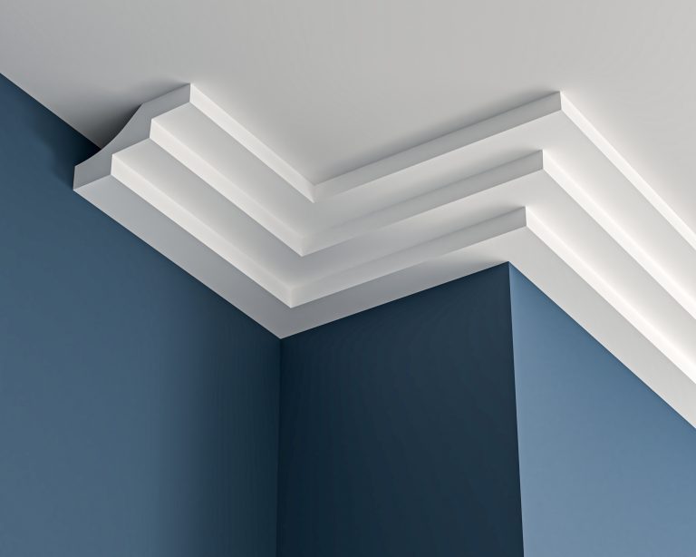 Art Deco stepped plaster cornice 200x65mm - 3.0m, in a Plain design