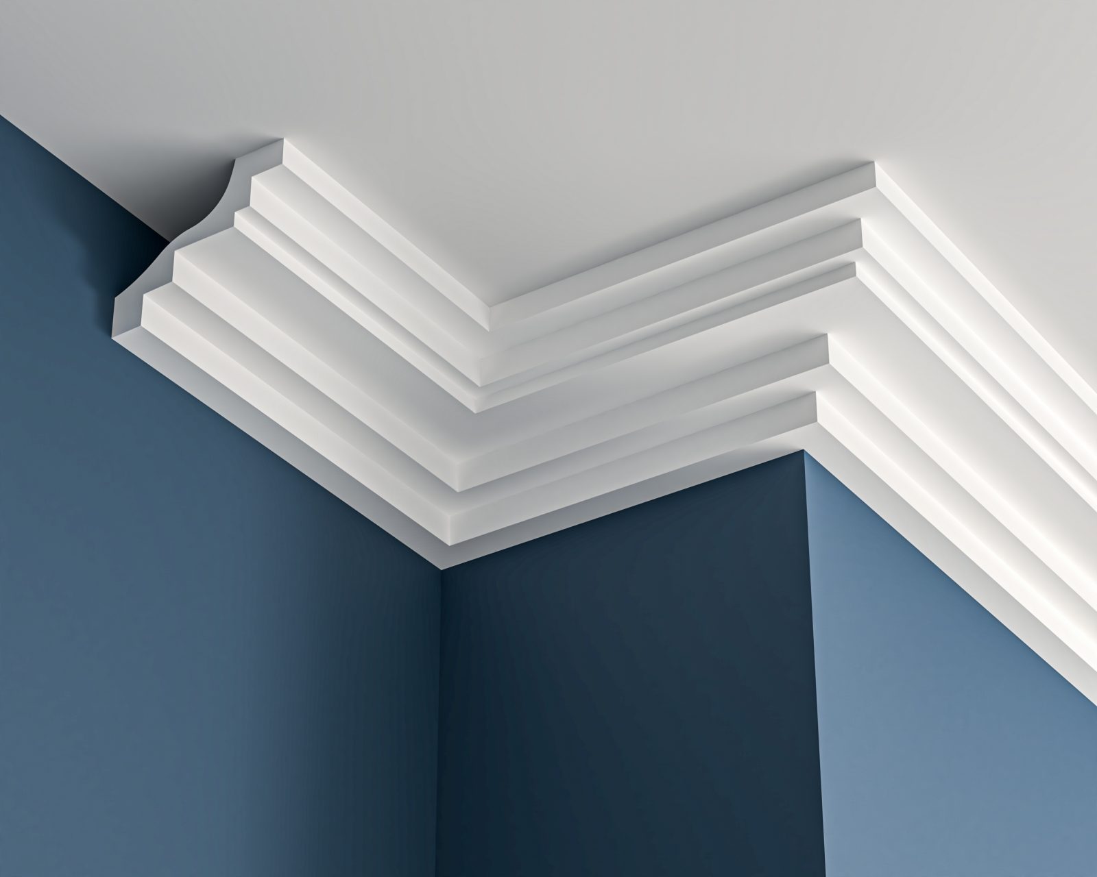 Large Stepped Art Deco Plaster Cornice Art Deco stepped plaster cornice 215x185mm - 3.0m, in a Plain design