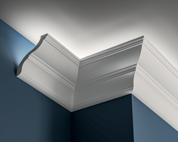 Edwardian plain Lighting cornice 120x120mm - 3.0m with Plain design for LED lighting.