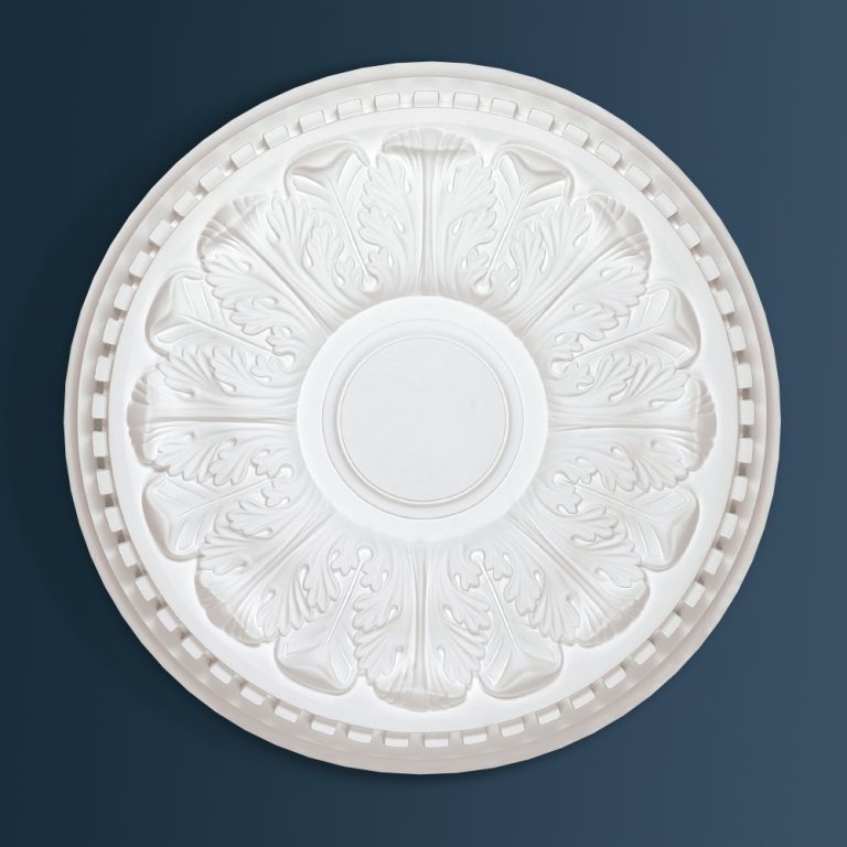 Georgian Decorative plaster ceiling rose 460mm diameter with traditional Dentil Block, Ornate, Leaf detail