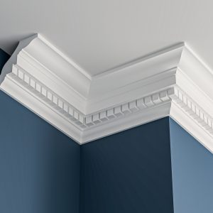 Georgian dentil plaster cornice 100x100mm - 3.0m, in a Dentil Block design