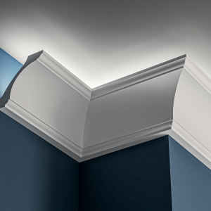 Victorian cove Lighting cornice 125x120mm - 3.0m with Plain Cove design for LED lighting.