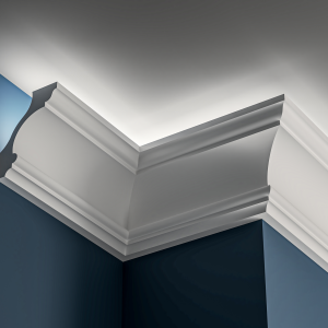 Victorian cove Lighting cornice 65x90mm - 3.0m with Plain Cove design for LED lighting.
