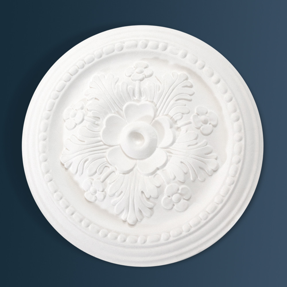Small Flower, Bead & Leaf Plaster Ceiling Rose Victorian Decorative plaster ceiling rose 285mm diameter with traditional Ornate, Floral, Leaf detail