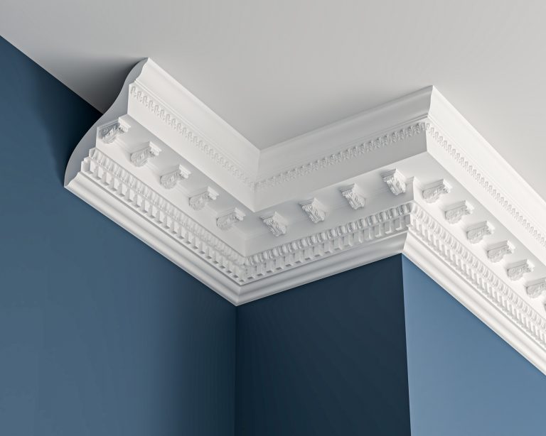 Victorian dentil plaster cornice 300x365mm - 3.0m, in a Modillion, Dentil Block, Egg & Dart design