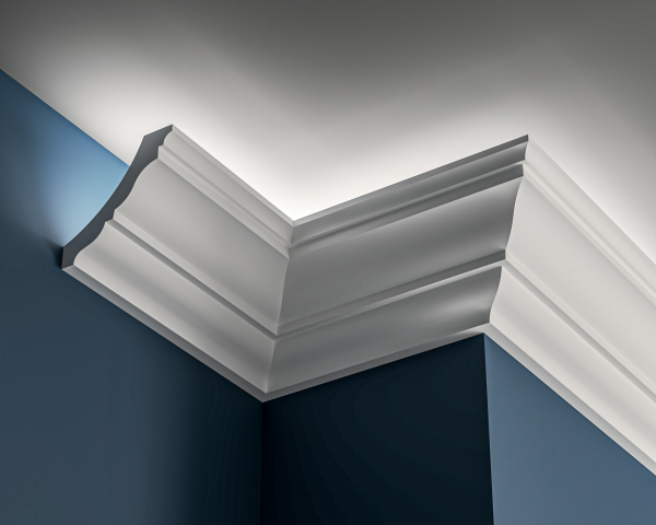 Victorian Lighting cornice 170x160mm - 3.0m with Plain design for LED lighting.