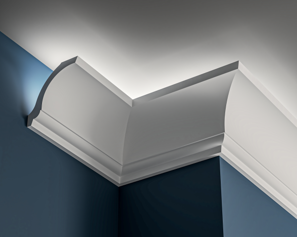 Victorian Lighting cornice 95x100mm - 3.0m with Plain Cove design for LED lighting.